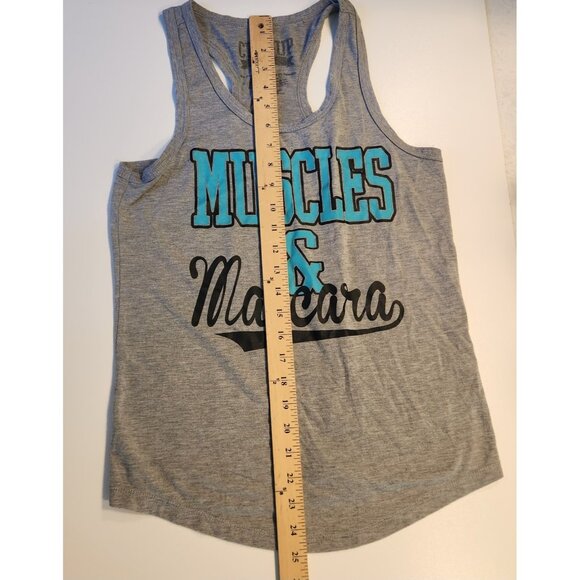 Chin Up Muscles & Mascara Tank Top Racerback Workout Gym‎ Activewear Small - Picture 7 of 7